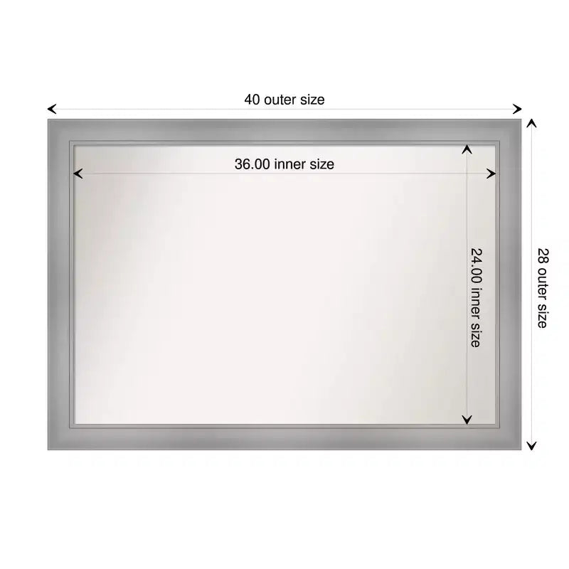 Specchio da parete per bagno Flair non smussato 40" x 28" nichel lucido - : Viti di montaggio incluse