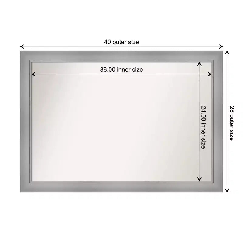 Specchio da parete per bagno Flair non smussato 40" x 28" nichel lucido - : Viti di montaggio incluse