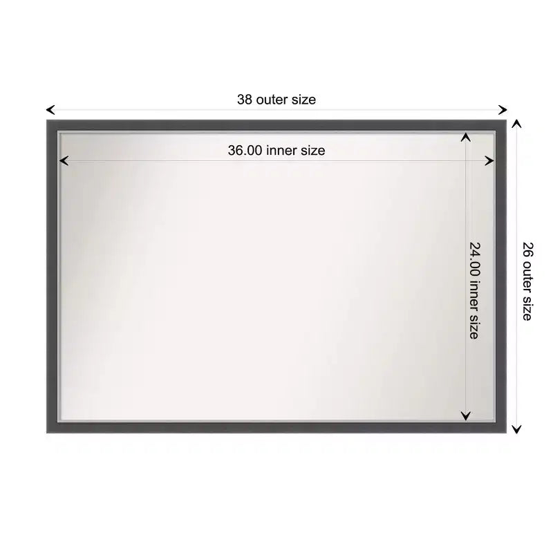 Specchio da Parete Sottile per Bagno senza Smusso Eva 38" x 26" Nero - : Cornice in Polistirolo, Montaggio a Parete
