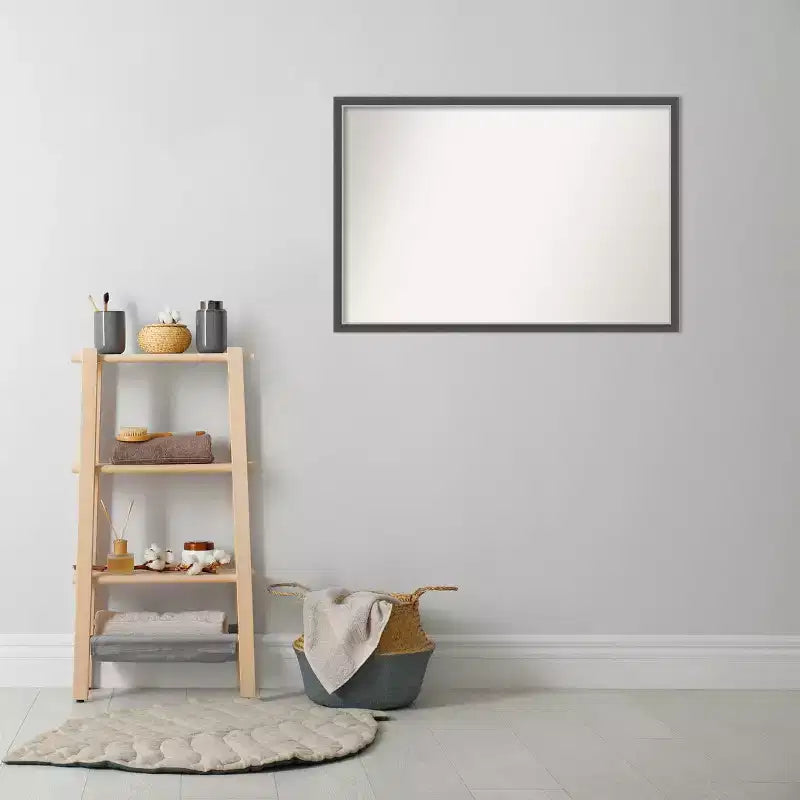 Specchio da Parete Sottile per Bagno senza Smusso Eva 38" x 26" Nero - : Cornice in Polistirolo, Montaggio a Parete