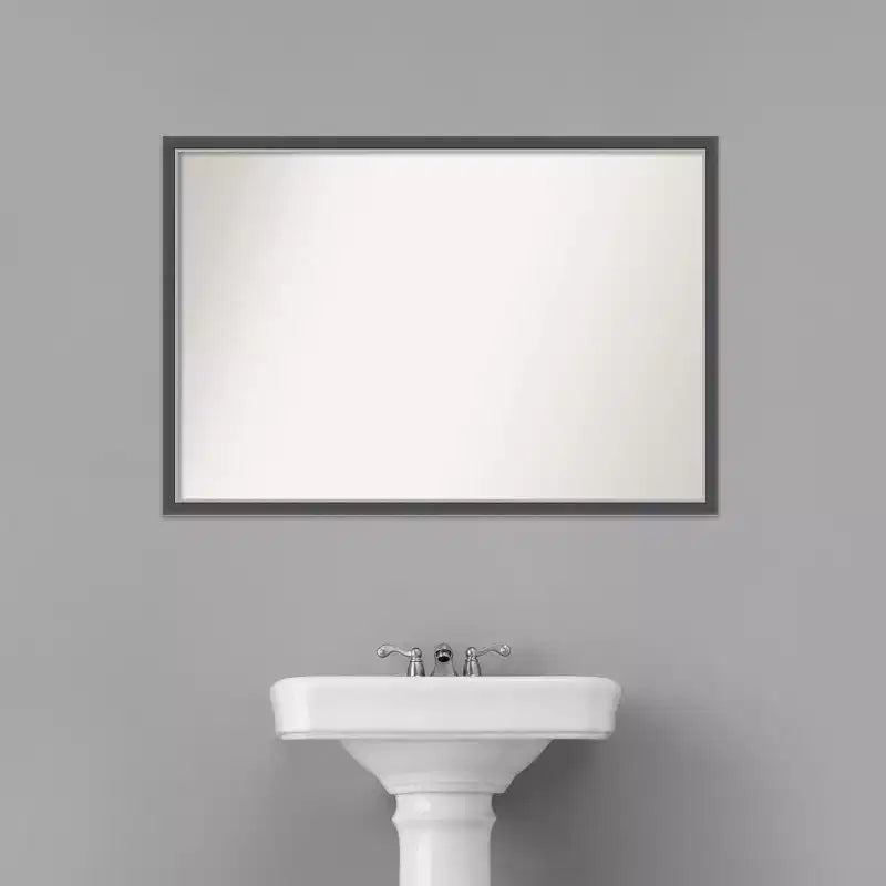 Specchio da Parete Sottile per Bagno senza Smusso Eva 38" x 26" Nero - : Cornice in Polistirolo, Montaggio a Parete