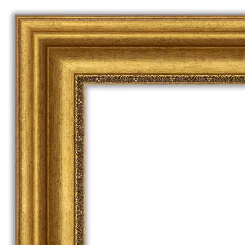Specchio da parete dorato da 34" x 28" per salotto senza smussatura - : Stile moderno, cornice in polistirene, include accessori per il montaggio