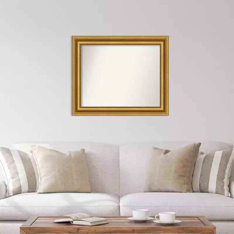 Specchio da parete dorato da 34" x 28" per salotto senza smussatura - : Stile moderno, cornice in polistirene, include accessori per il montaggio