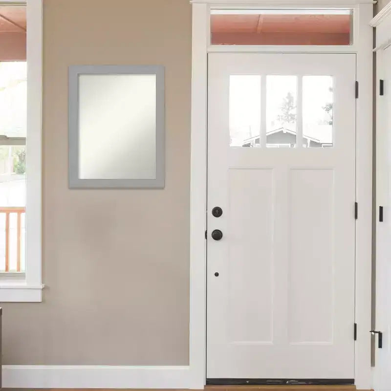 Specchio da parete rettangolare non smussato da 22" x 28" in nichel spazzolato - : Moderno, include accessori per il montaggio