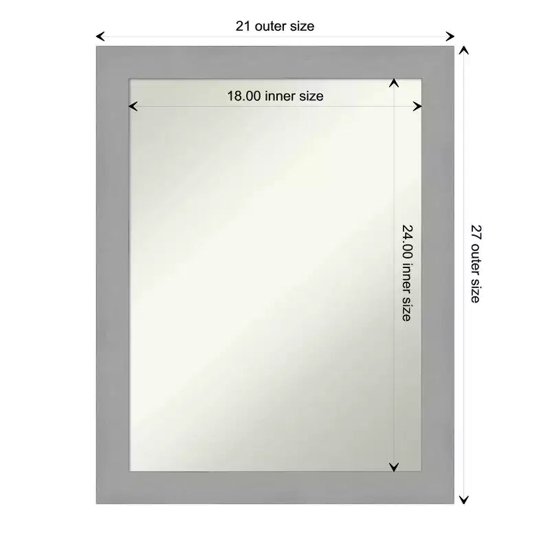 Specchio da parete rettangolare non smussato da 22" x 28" in nichel spazzolato - : Moderno, include accessori per il montaggio