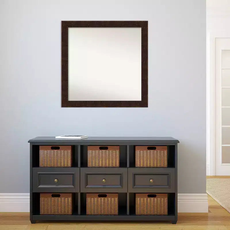 Specchio da parete per bagno stretto William Mottled Bronze non smussato 30" x 30" - : Design quadrato moderno, cornice in polistirolo