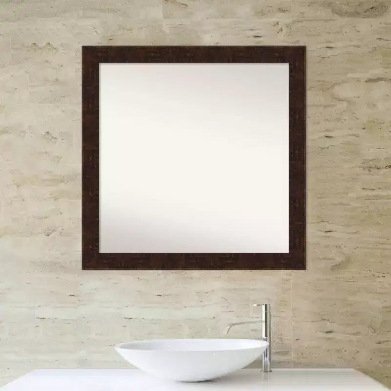 Specchio da parete per bagno stretto William Mottled Bronze non smussato 30" x 30" - : Design quadrato moderno, cornice in polistirolo