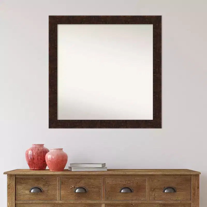 Specchio da parete per bagno stretto William Mottled Bronze non smussato 30" x 30" - : Design quadrato moderno, cornice in polistirolo