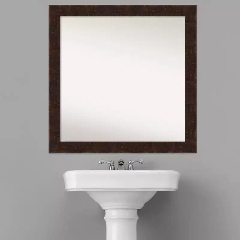 Specchio da parete per bagno stretto William Mottled Bronze non smussato 30" x 30" - : Design quadrato moderno, cornice in polistirolo