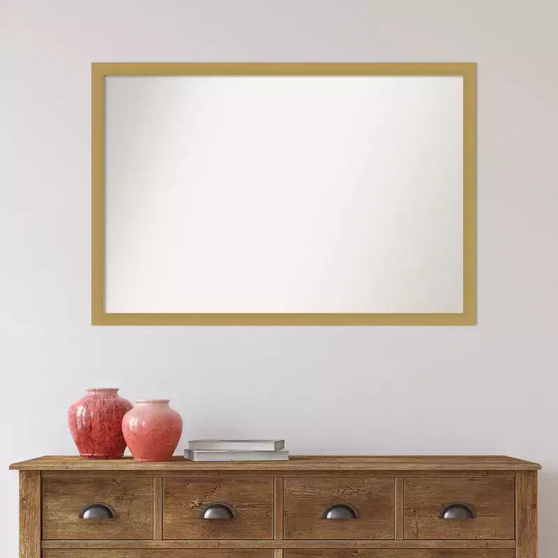 38" x 26" Specchio da Parete Stretto Grace Non Smussato Oro Spazzolato - : Rettangolare, Montaggio a Parete, Cornice in Polistirene