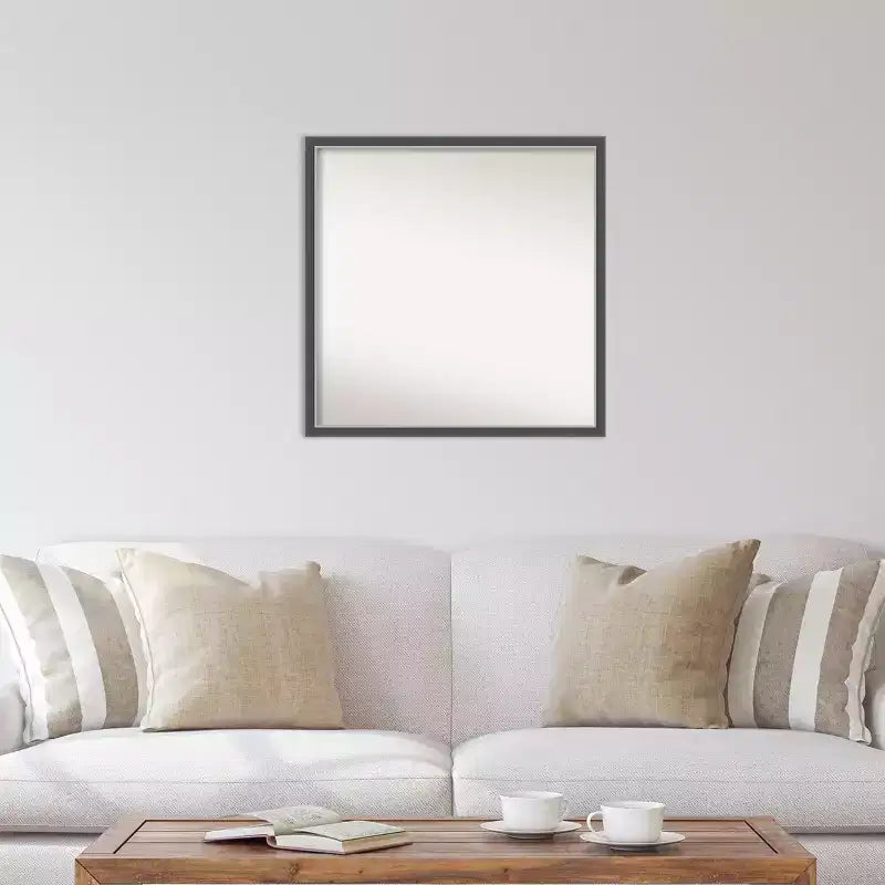 Specchio da parete sottile Eva nero/argento 71 x 71 cm senza smussatura - : cornice quadrata moderna in polistirene, montaggio a parete