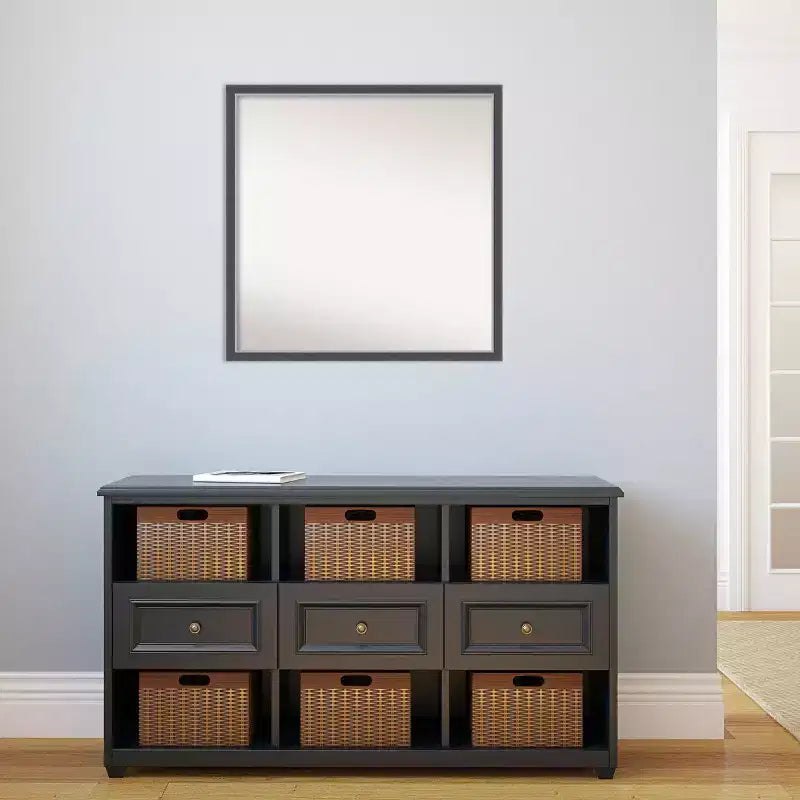 Specchio da parete sottile Eva nero/argento 71 x 71 cm senza smussatura - : cornice quadrata moderna in polistirene, montaggio a parete