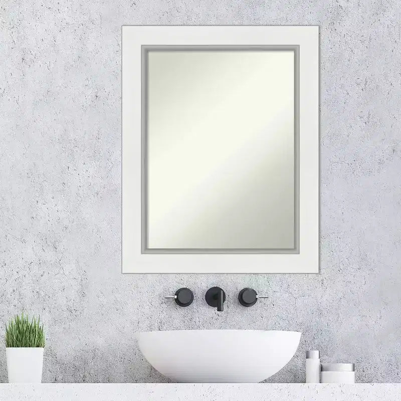 Specchio da parete per bagno in Eva, non smussato, 60 x 75 cm, bianco - : Rettangolare, Cornice in polistirene, Montaggio a parete