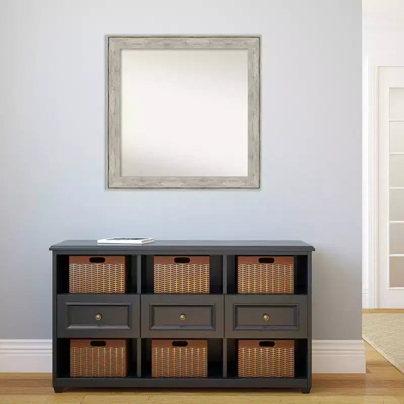 Specchio da parete quadrato 31" x 31" con cornice craquelé, nessun assemblaggio -