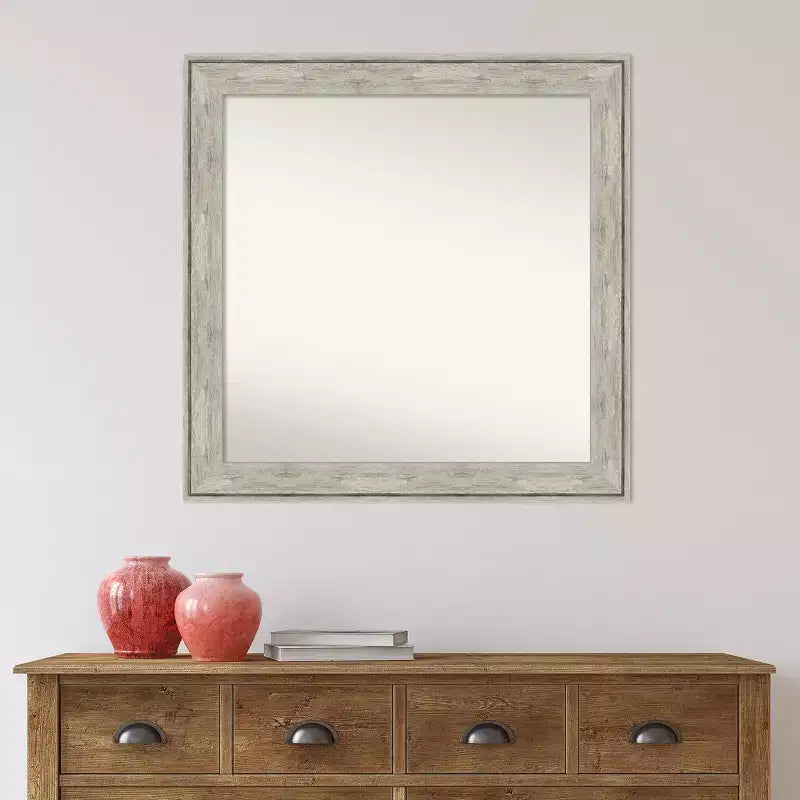 Specchio da parete quadrato 31" x 31" con cornice craquelé, nessun assemblaggio -