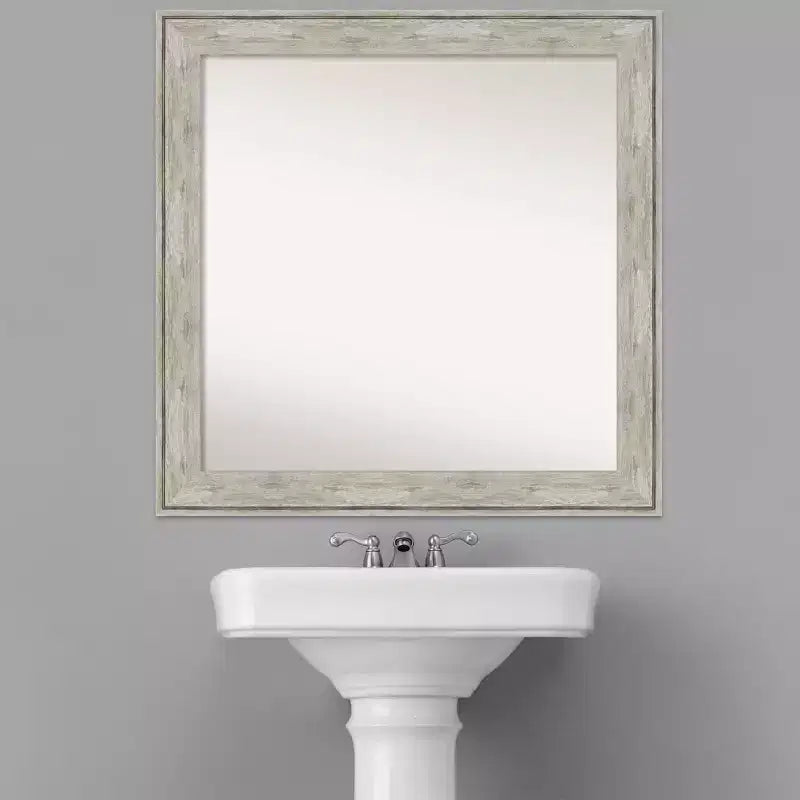 Specchio da parete quadrato 31" x 31" con cornice craquelé, nessun assemblaggio -