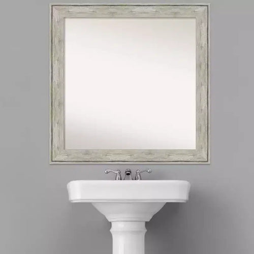 Specchio da parete quadrato 31" x 31" con cornice craquelé, nessun assemblaggio -