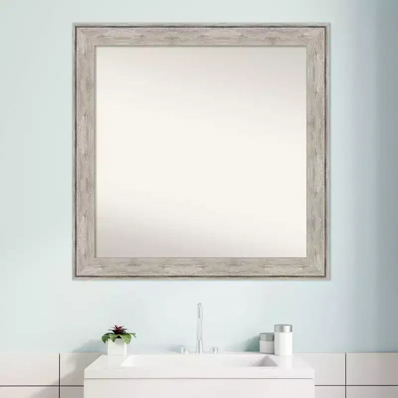 Specchio da parete quadrato 31" x 31" con cornice craquelé, nessun assemblaggio -