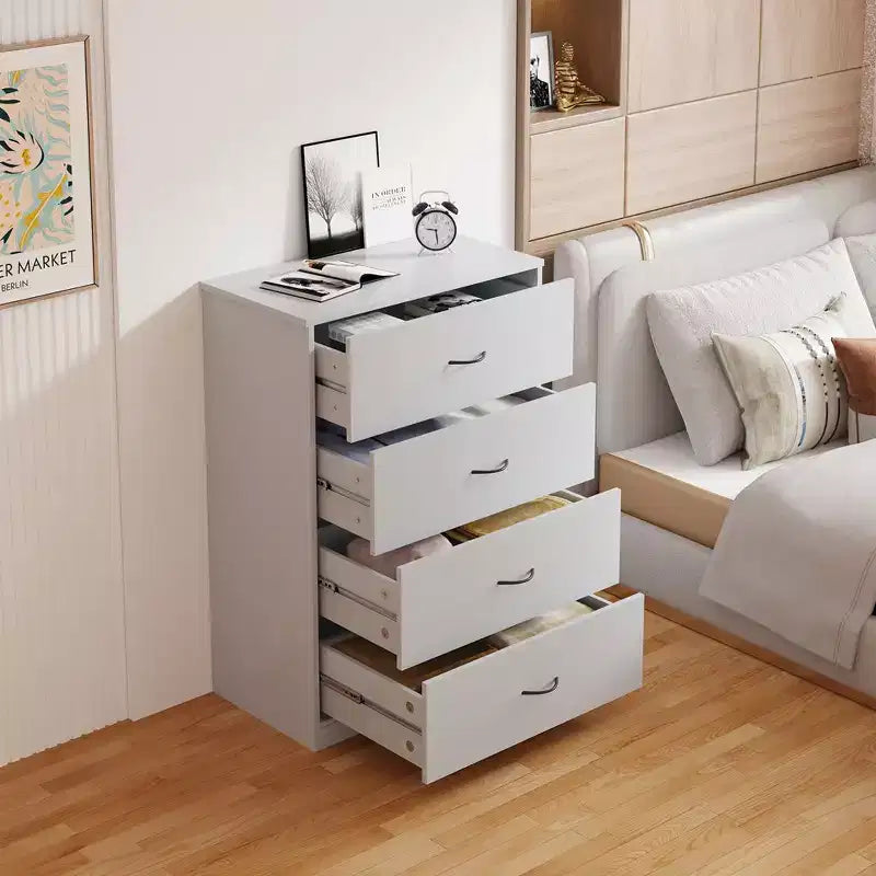Cassettiera SUGIFT con 4 cassetti, piccola cassettiera in legno, organizer verticale per camera da letto