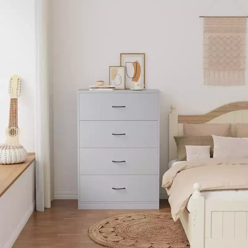 Cassettiera SUGIFT con 4 cassetti, piccola cassettiera in legno, organizer verticale per camera da letto