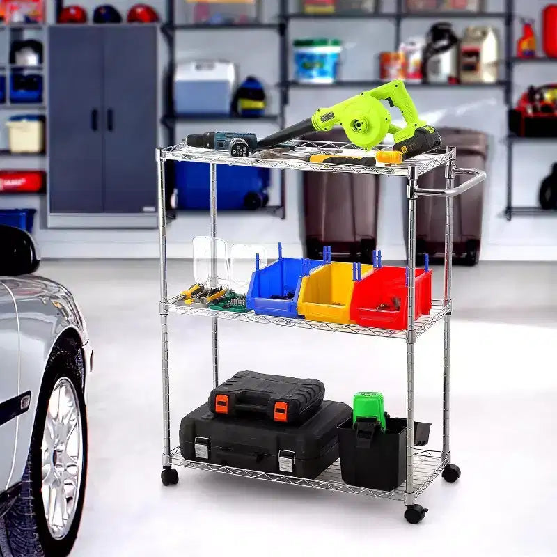 Carrello portaoggetti a 4 ripiani, organizer sottile, carrello mobile per la spesa con ruote girevoli a 360° e bloccabili / cestello e maniglia, per lavanderia, cucina