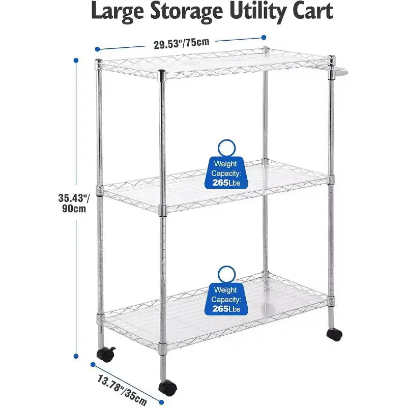Carrello portaoggetti a 4 ripiani, organizer sottile, carrello mobile per la spesa con ruote girevoli a 360° e bloccabili / cestello e maniglia, per lavanderia, cucina
