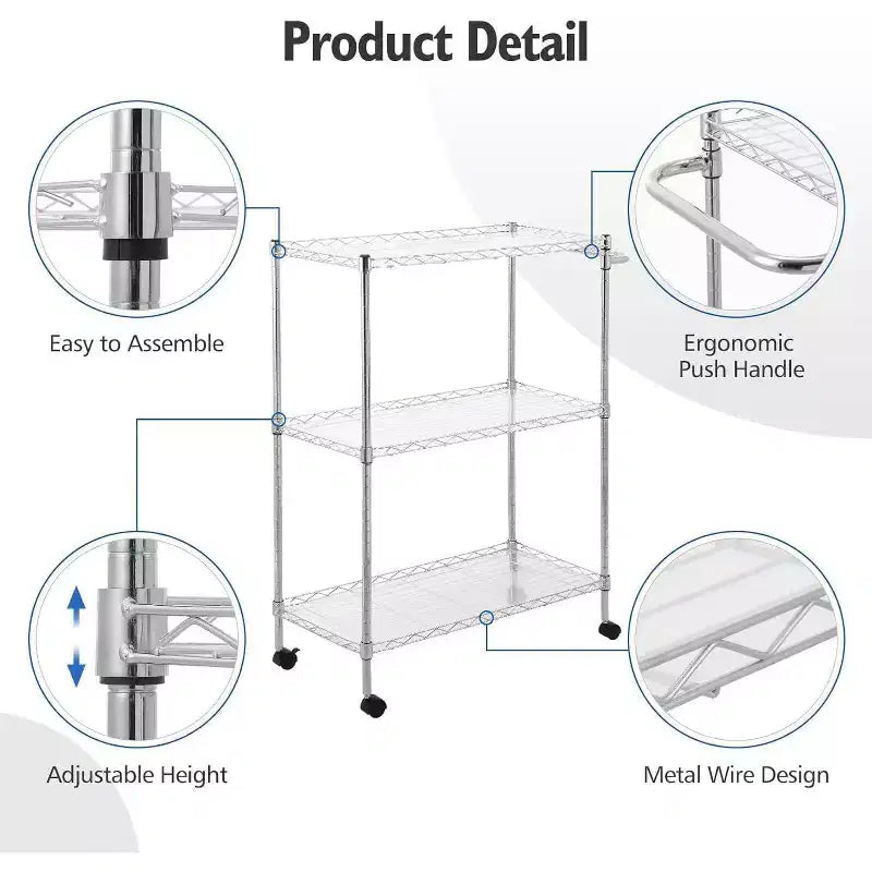 Carrello portaoggetti a 4 ripiani, organizer sottile, carrello mobile per la spesa con ruote girevoli a 360° e bloccabili / cestello e maniglia, per lavanderia, cucina
