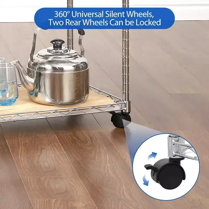 Carrello portaoggetti a 4 ripiani, organizer sottile, carrello mobile per la spesa con ruote girevoli a 360° e bloccabili / cestello e maniglia, per lavanderia, cucina