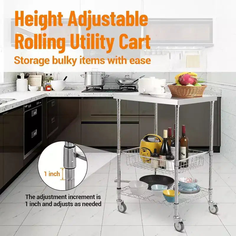 Carrello portaoggetti a 4 ripiani, organizer sottile, carrello mobile per la spesa con ruote girevoli a 360° e bloccabili / cestello e maniglia, per lavanderia, cucina
