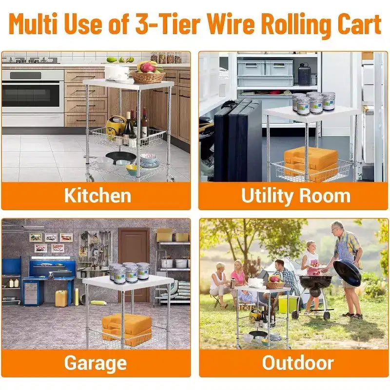 Carrello portaoggetti a 4 ripiani, organizer sottile, carrello mobile per la spesa con ruote girevoli a 360° e bloccabili / cestello e maniglia, per lavanderia, cucina
