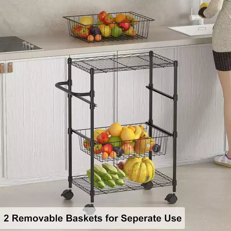 Carrello portaoggetti a 4 ripiani, organizer sottile, carrello mobile per la spesa con ruote girevoli a 360° e bloccabili / cestello e maniglia, per lavanderia, cucina