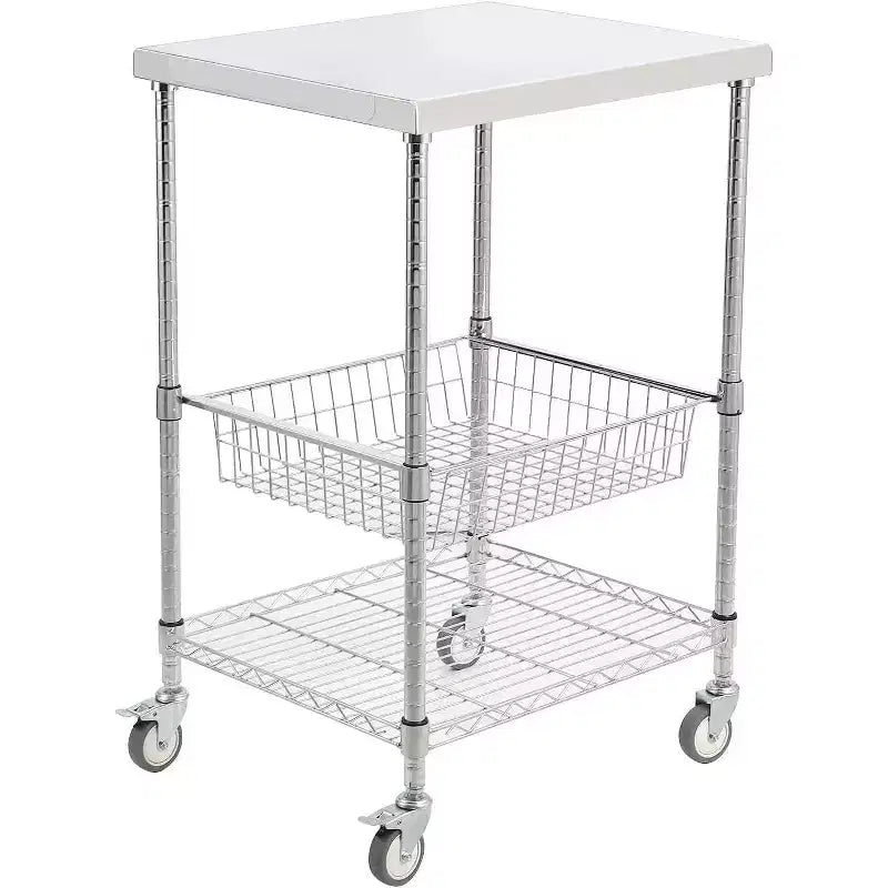 Carrello portaoggetti a 4 ripiani, organizer sottile, carrello mobile per la spesa con ruote girevoli a 360° e bloccabili / cestello e maniglia, per lavanderia, cucina
