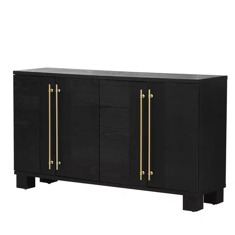 Credenza Elegante con Ripiani Regolabili e Maniglie Dorate