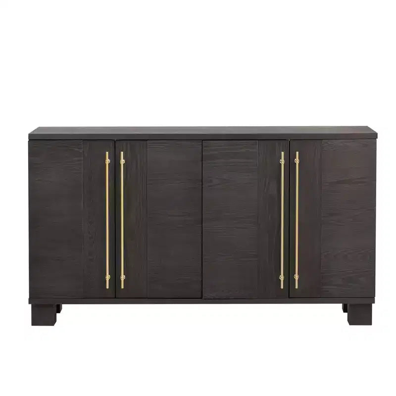 Credenza Elegante con Ripiani Regolabili e Maniglie Dorate