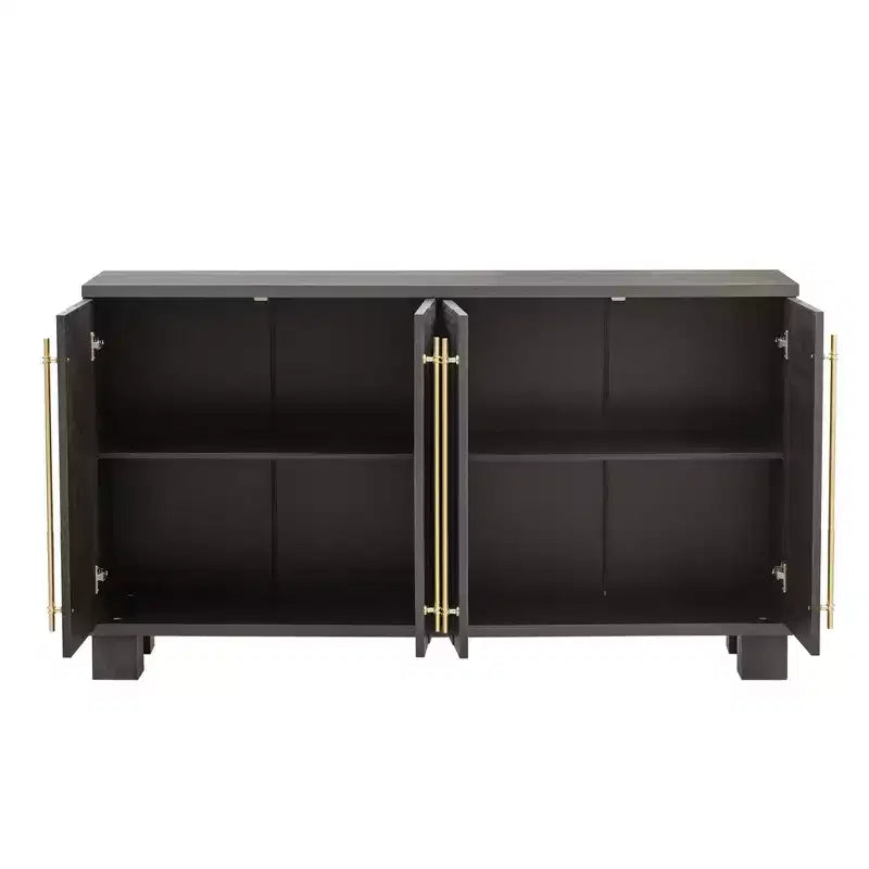 Credenza Elegante con Ripiani Regolabili e Maniglie Dorate