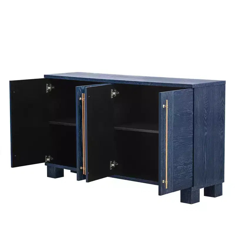 Credenza Elegante con Ripiani Regolabili e Maniglie Dorate