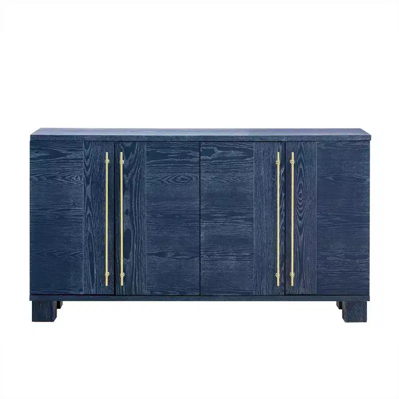 Credenza Elegante con Ripiani Regolabili e Maniglie Dorate