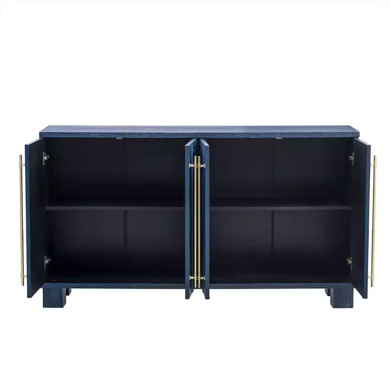 Credenza Elegante con Ripiani Regolabili e Maniglie Dorate