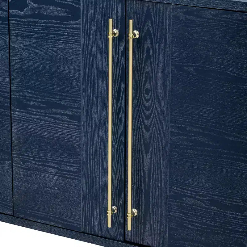 Credenza Elegante con Ripiani Regolabili e Maniglie Dorate