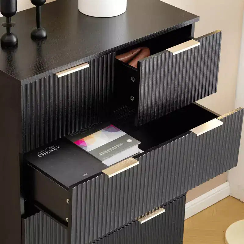 Cassettiera a 6 cassetti in MDF nero da 72 cm di larghezza