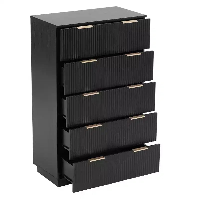Cassettiera a 6 cassetti in MDF nero da 72 cm di larghezza