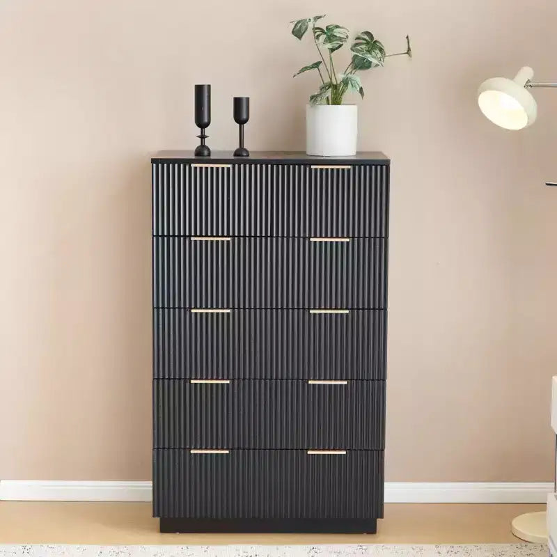 Cassettiera a 6 cassetti in MDF nero da 72 cm di larghezza