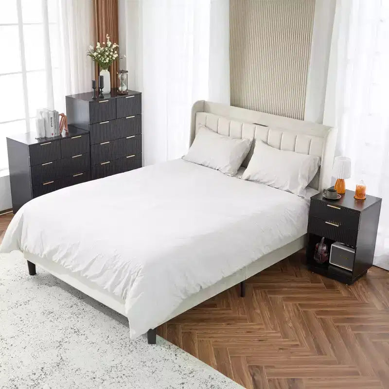 Cassettiera a 6 cassetti in MDF nero da 72 cm di larghezza