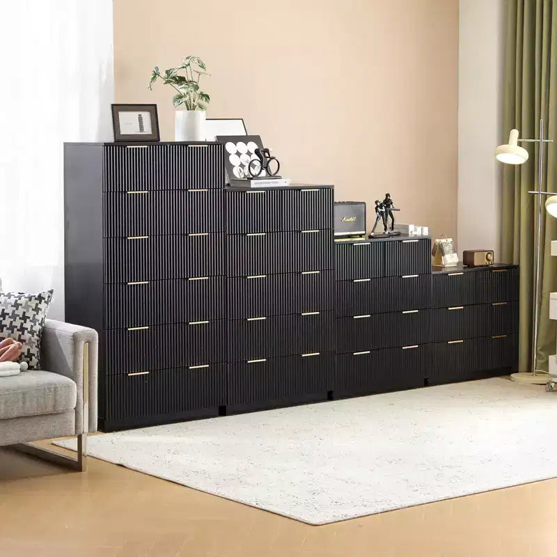 Cassettiera a 6 cassetti in MDF nero da 72 cm di larghezza