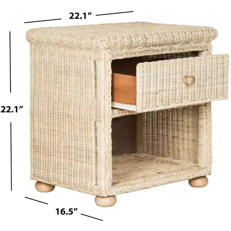 Comodino Adira Wicker - SEA8002 - Bianco Lavato -