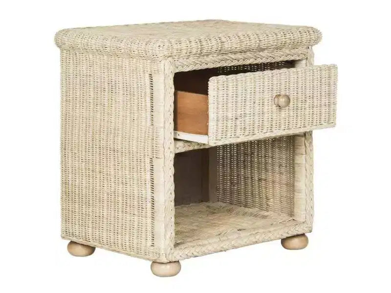 Comodino Adira Wicker - SEA8002 - Bianco Lavato -