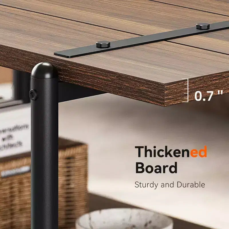 Tavolino da caffè rustico a doppio ripiano da 41 pollici con ripiani portaoggetti, tavolino rettangolare moderno in metallo per soggiorno, mobili decorativi
