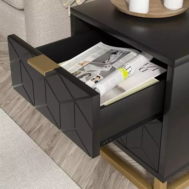 Comodino a 2 cassetti Zstar, comodino moderno da camera da letto, tavolino con cassetti, adatto per soggiorno, corridoio, ingresso