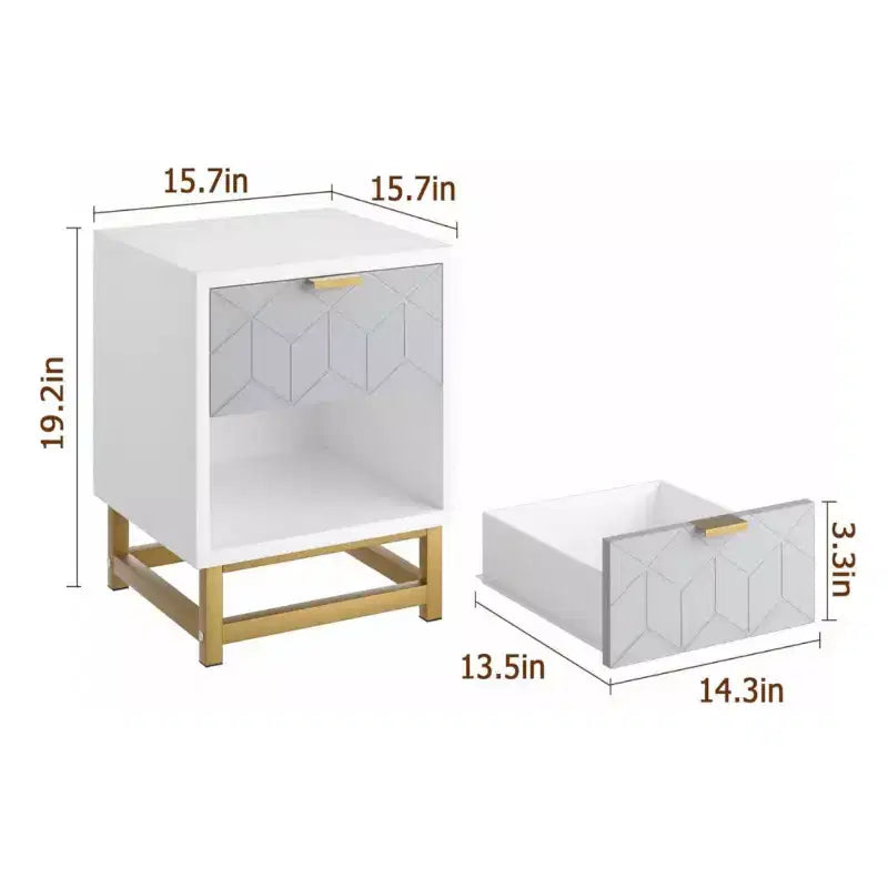 Comodino a 2 cassetti Zstar, comodino moderno da camera da letto, tavolino con cassetti, adatto per soggiorno, corridoio, ingresso