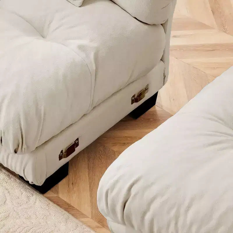 Divano a 2 Posti in Ciniglia con 2 Cuscini Lombari e 2 Cuscini Decorativi, Divano con Braccioli Larghi Imbottiti e Pouf Convertibile, Ciniglia Color Caffè Chiaro